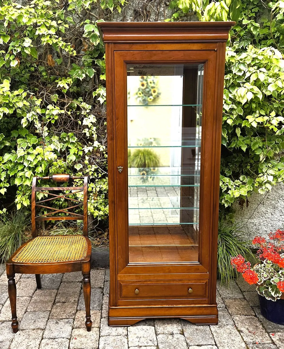 Vintage French Cherrywood Display Cabinet - Image 1
