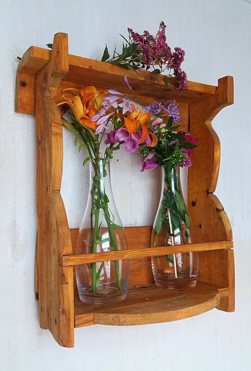 NEW Rustic Fresh flower hanging or stand with vase - Image 1