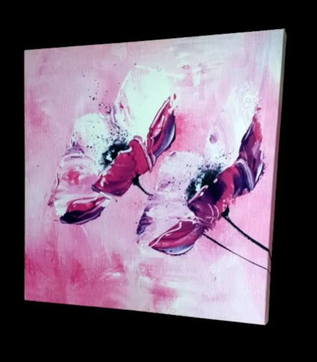 Brand New Abstract Pink Floral Canvas Art - Image 2