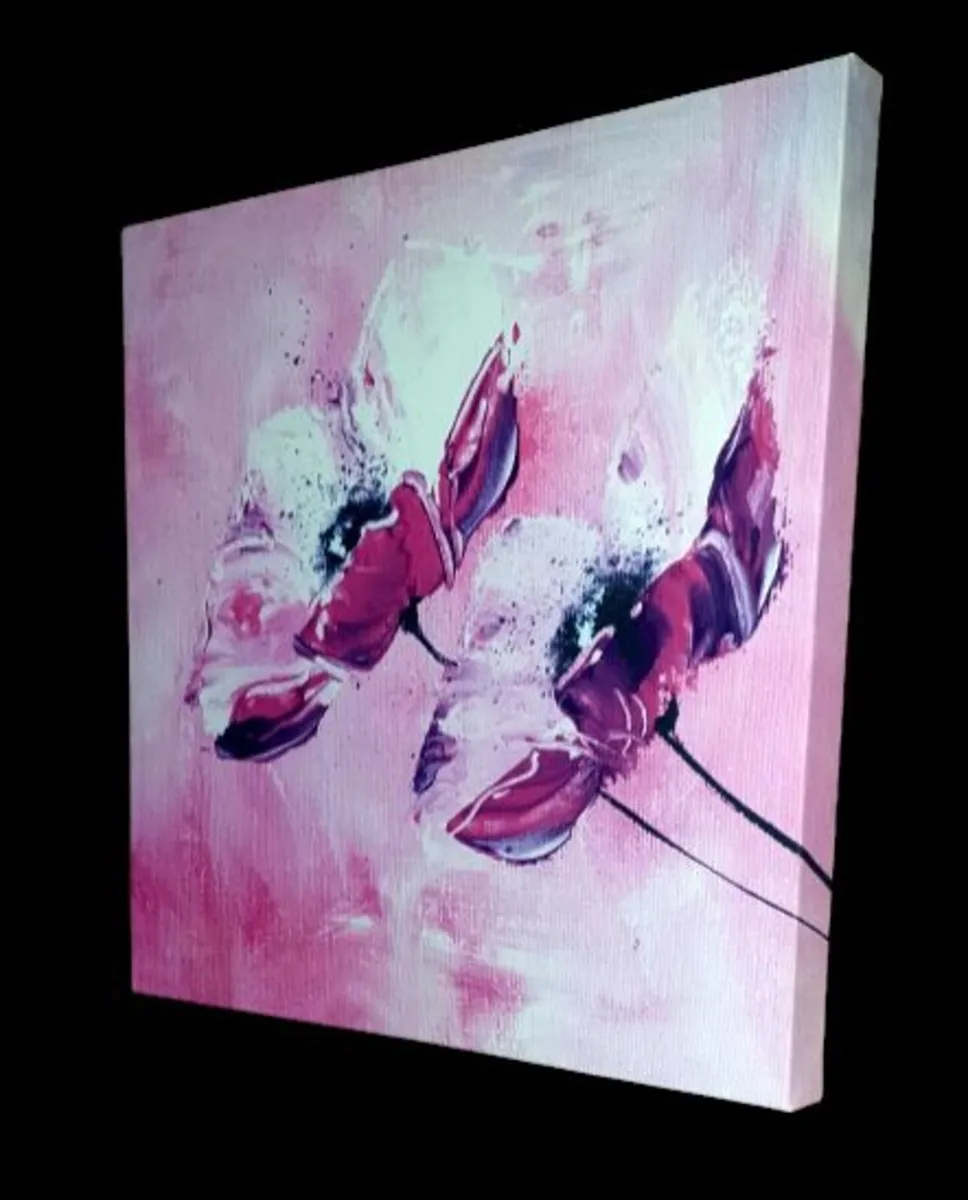 Brand New Abstract Pink Floral Canvas Art - Image 3
