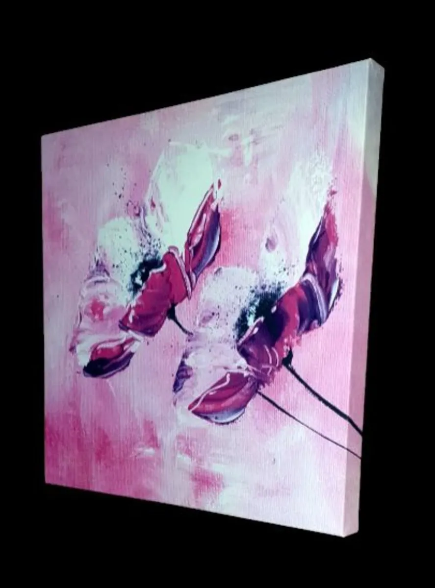 Brand New Abstract Pink Floral Canvas Art - Image 1