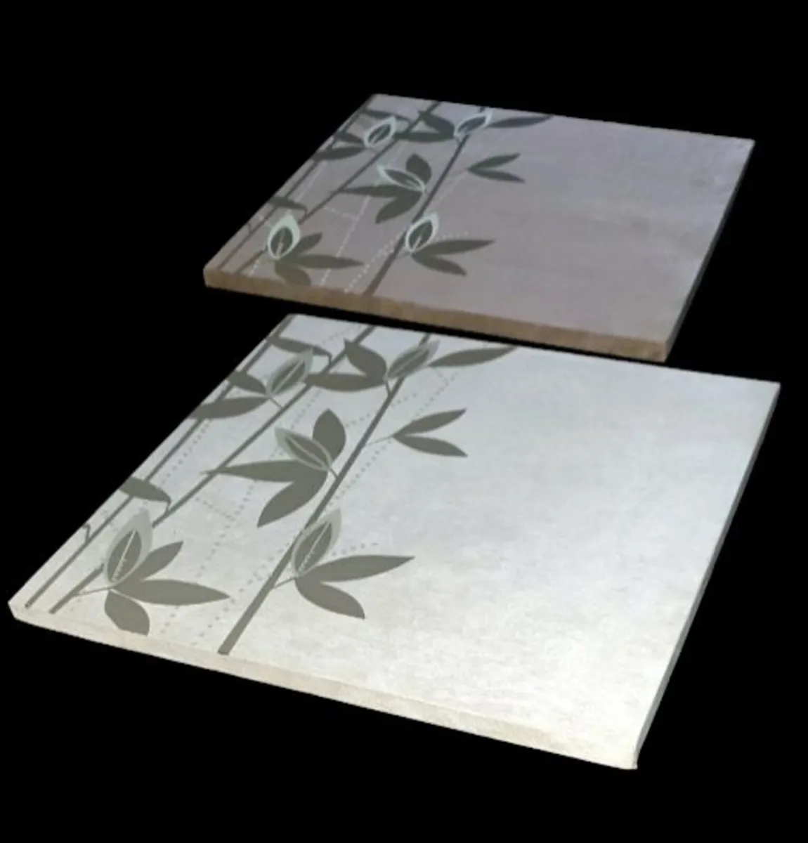 Pair of Large Suede-Effect Bamboo Wall Art Prints - Image 1