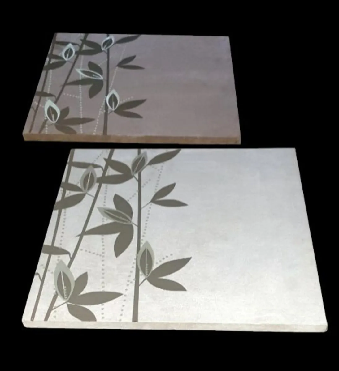 Pair of Large Suede-Effect Bamboo Wall Art Prints - Image 2