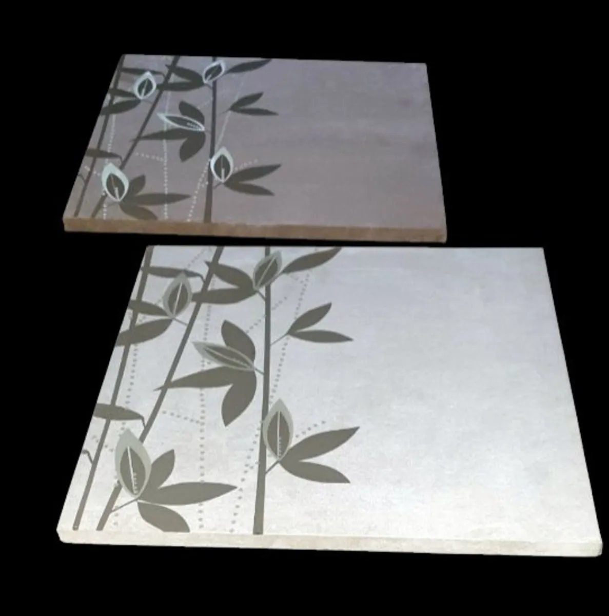 Pair of Large Suede-Effect Bamboo Wall Art Prints - Image 4