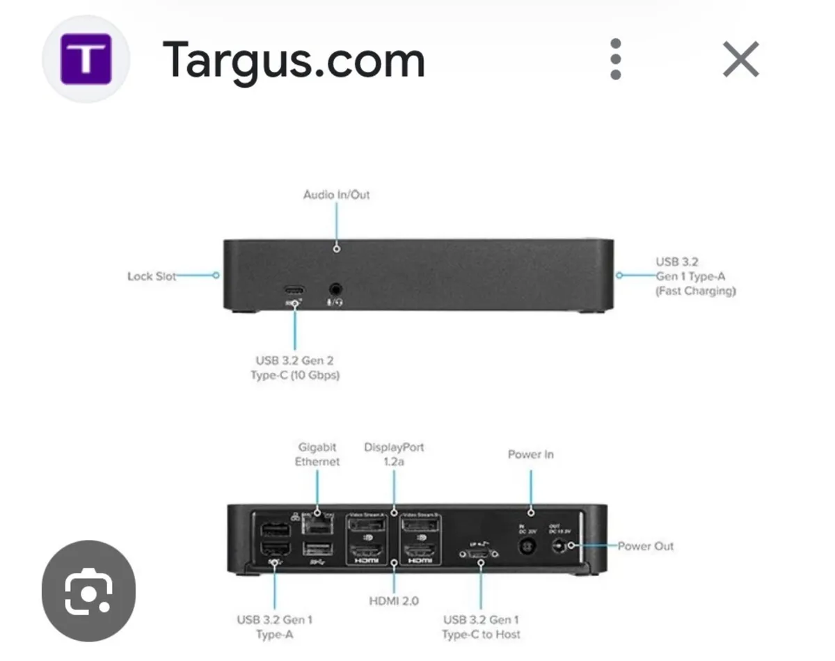 Targus usbc universal dock part no. dock182Euz - Image 2