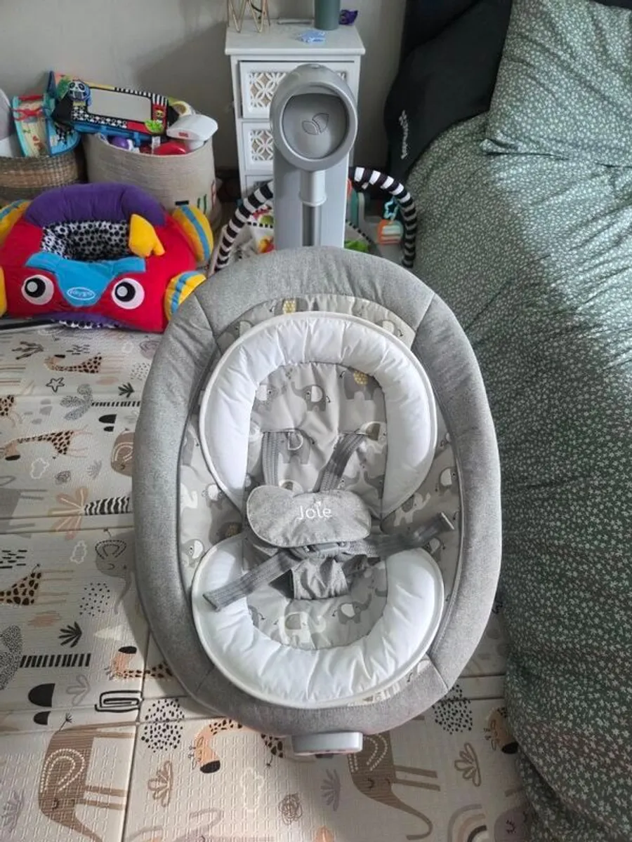 joie serina swivel baby swing in elephant duo - Image 1