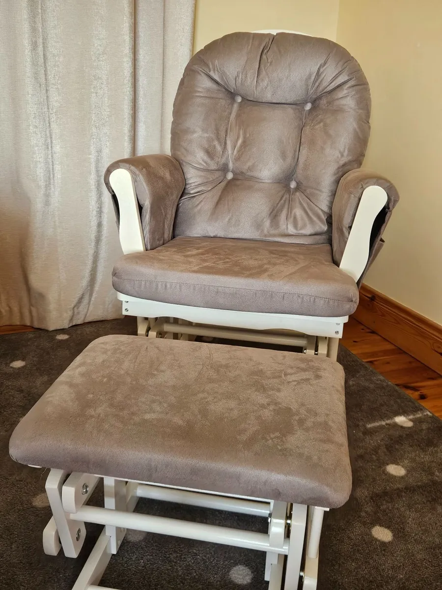 Babylo Brompton Glider & Footstool Grey suedette/W