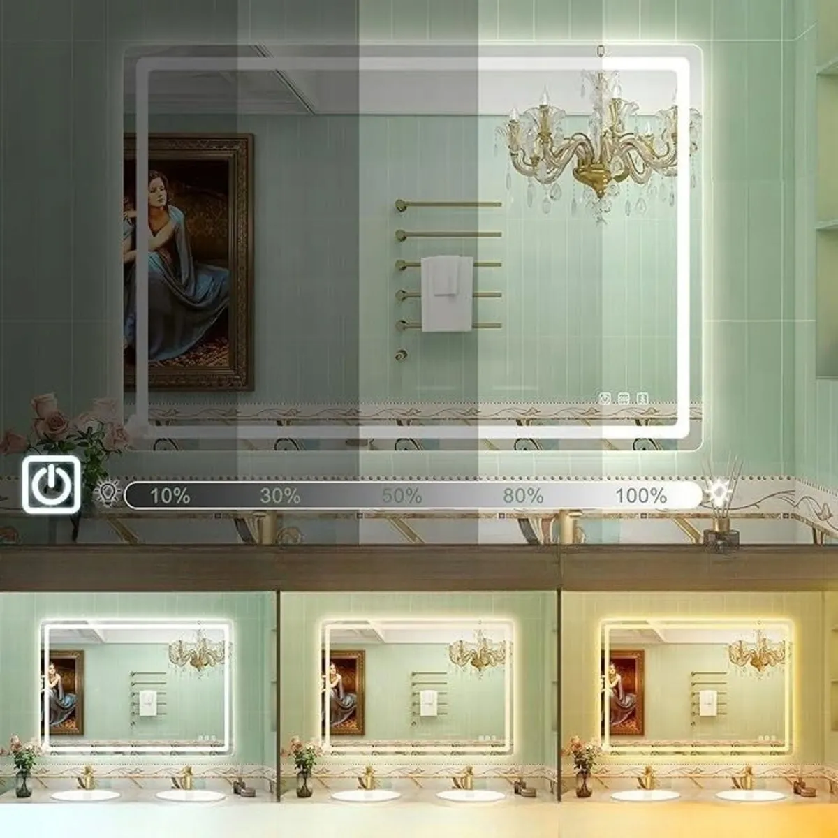 LED Bathroom Mirror 140x80cm Bluetooth Antifog - Image 2