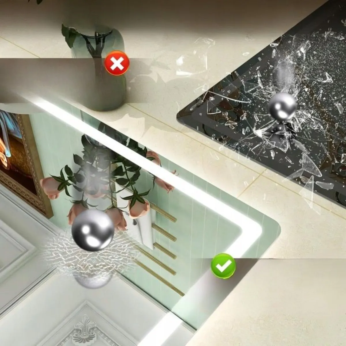 LED Bathroom Mirror 140x80cm Bluetooth Antifog - Image 4
