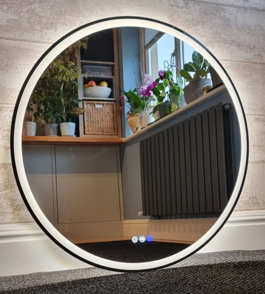 LED Bathroom Mirror Black Frame Speakers Antifog - Image 3