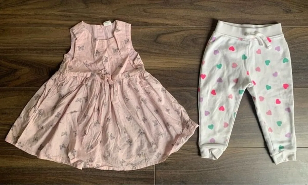 Baby Girls H&M Dress & Heart Print Trackie Bottoms