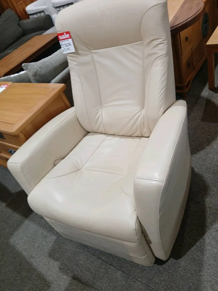 ex Arnotts Cream leather swivel recliner chair - Image 2