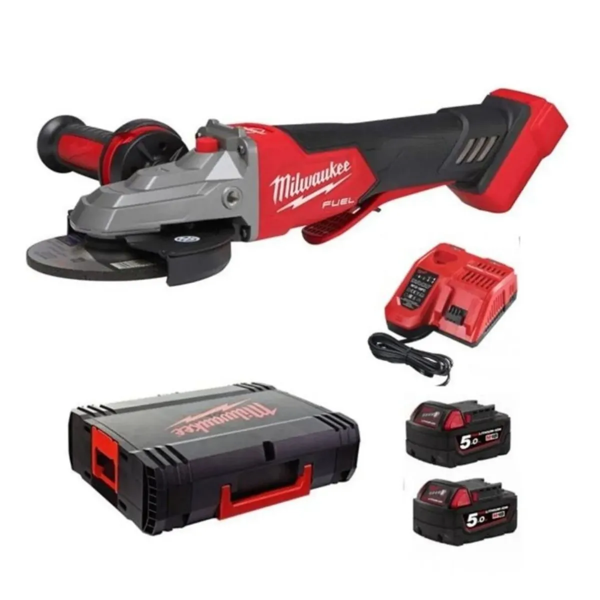 Milwaukee Angle Flathead Grinder (2x5Ah)125mm 18V - Image 1