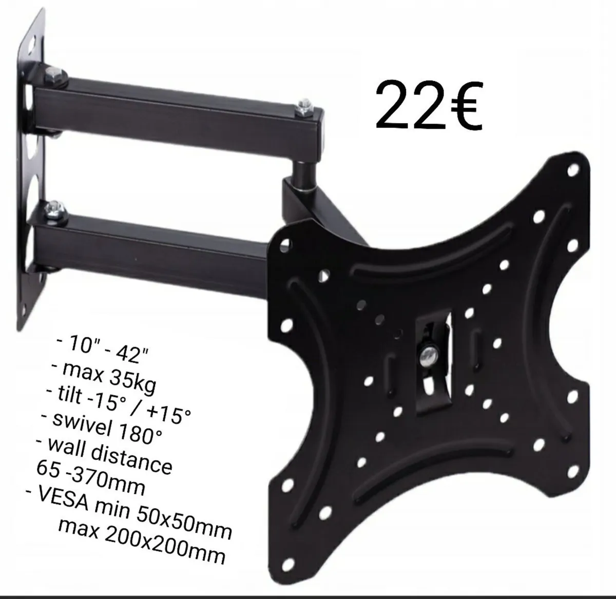 TV Wall Mount Bracket Tilt Swivel 10-42" TV - Image 1