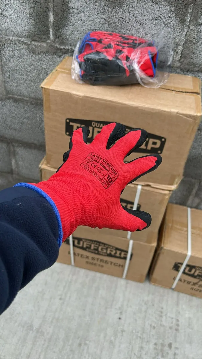 TUFFGRIP LATEX BUILDERS GLOVES size 9 10 - Image 1