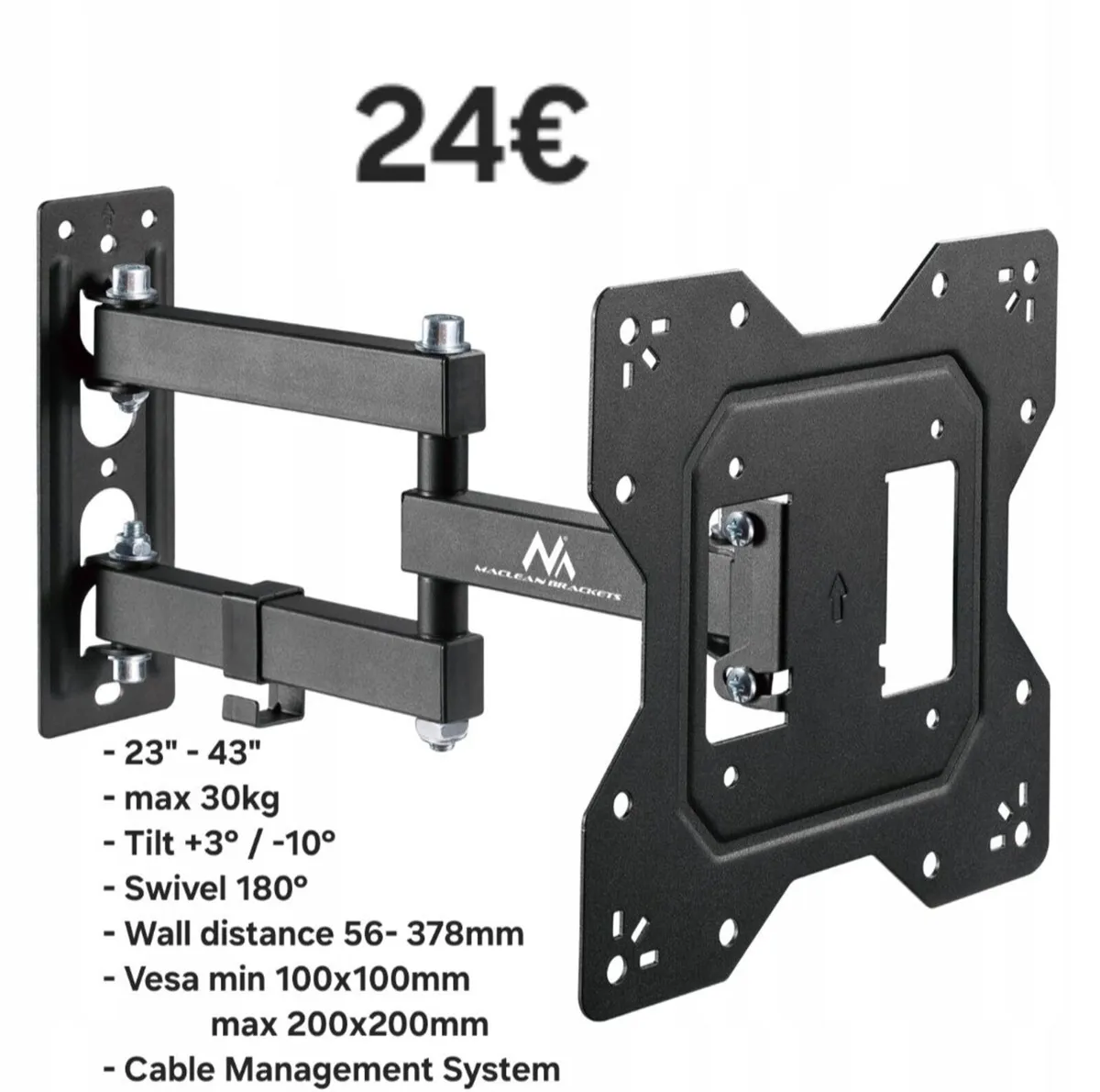 TV Wall Mount Bracket  Swivel Full Motion 23-43" - Image 1