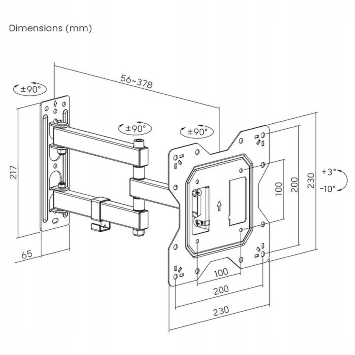 TV Wall Mount Bracket Swivel Full Motion 23-43" - Image 3