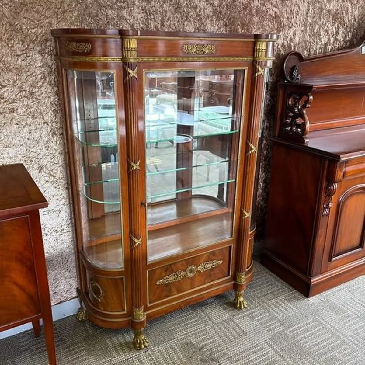 Louis XVI-style mahogany display cabinet finished