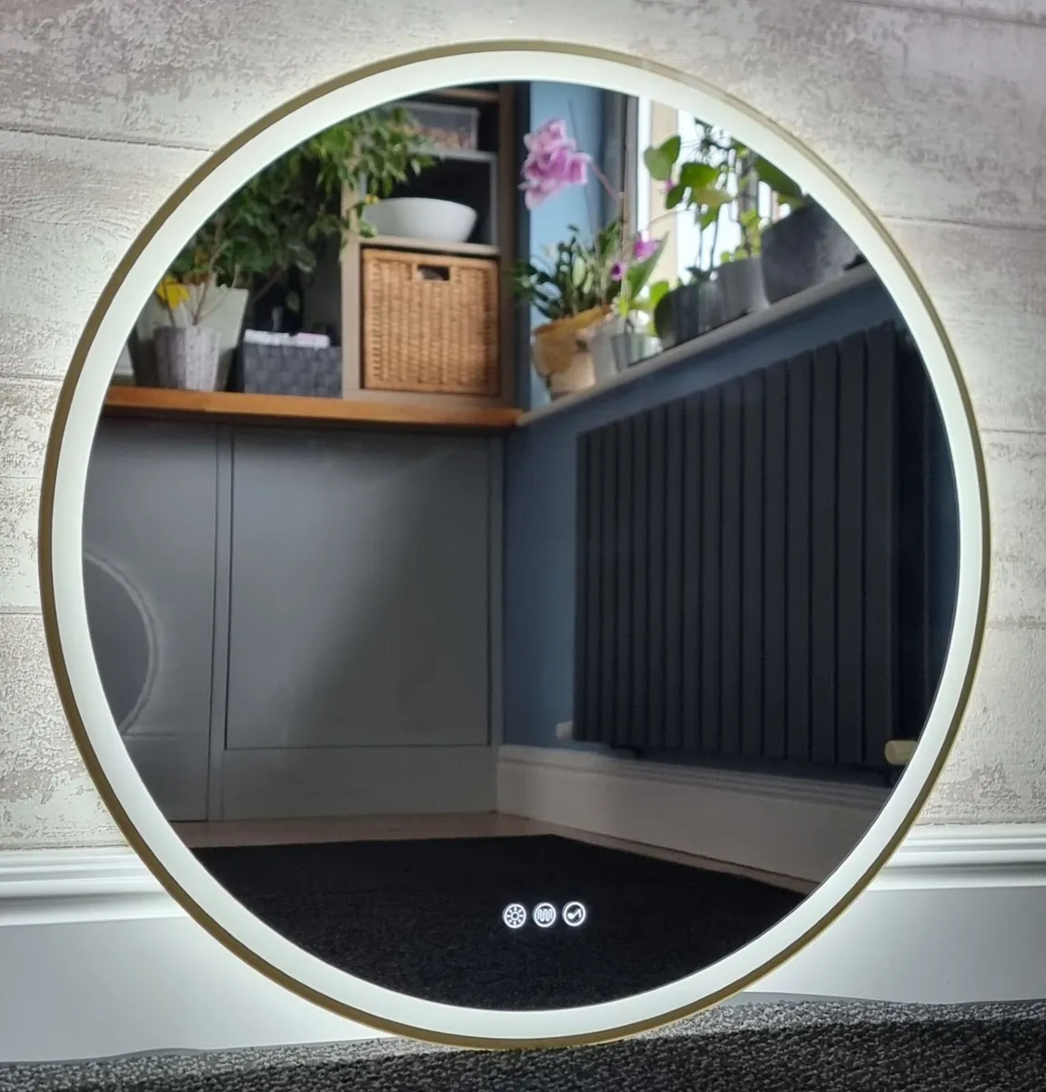 LED Bathroom Mirror Gold 80cm Bluetooth Demister - Image 2