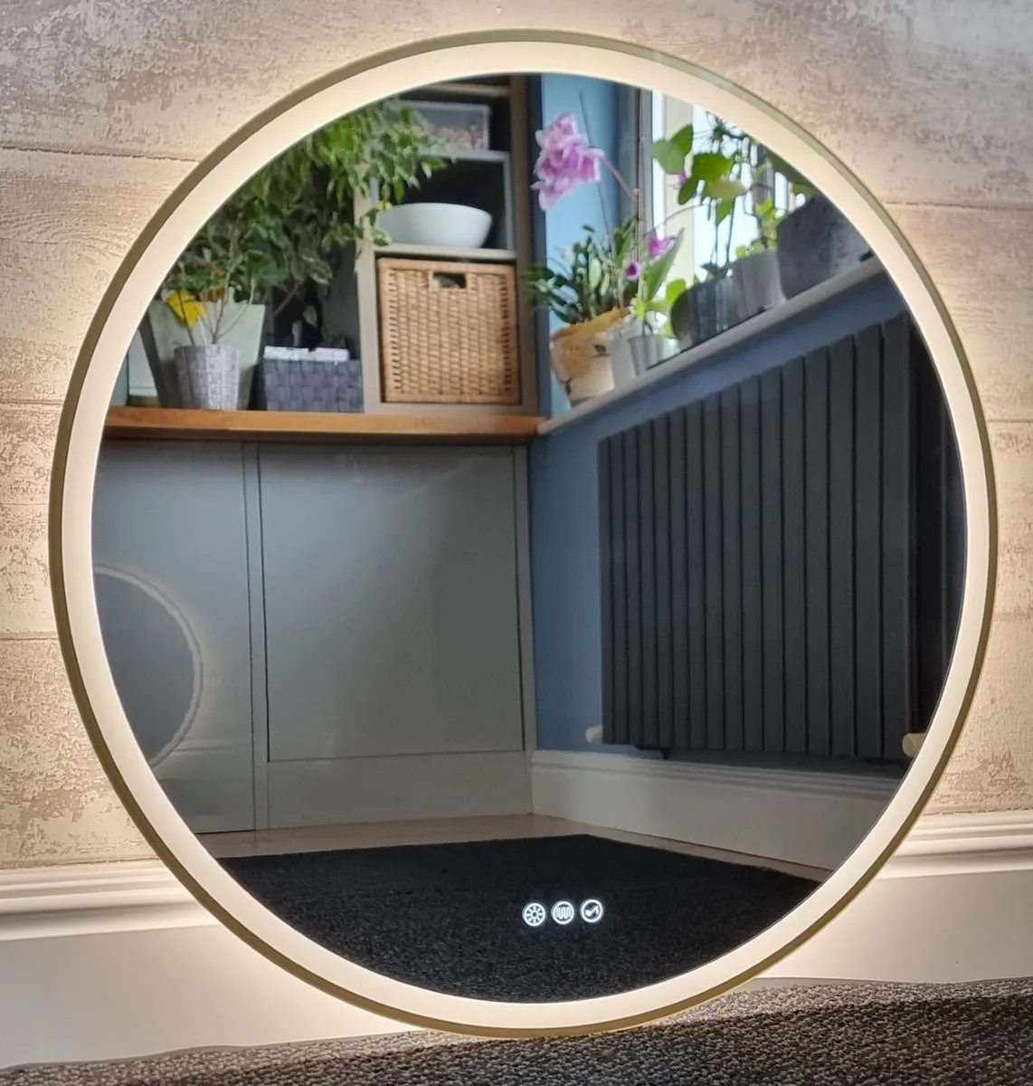 LED Bathroom Mirror Gold 80cm Bluetooth Demister - Image 3