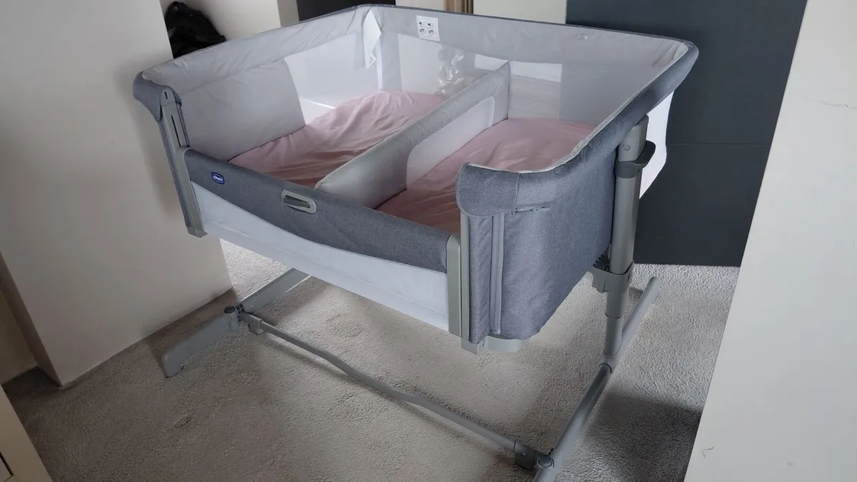 Chicco Next2Me Twins Bedside Crib – Magnet Grey - Image 1