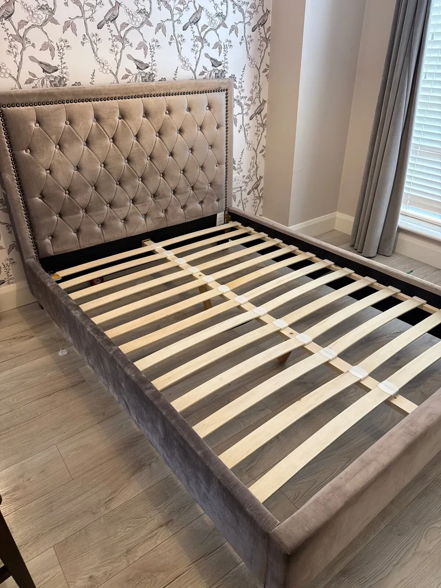 Double Bed - Grey Velvet - Image 1