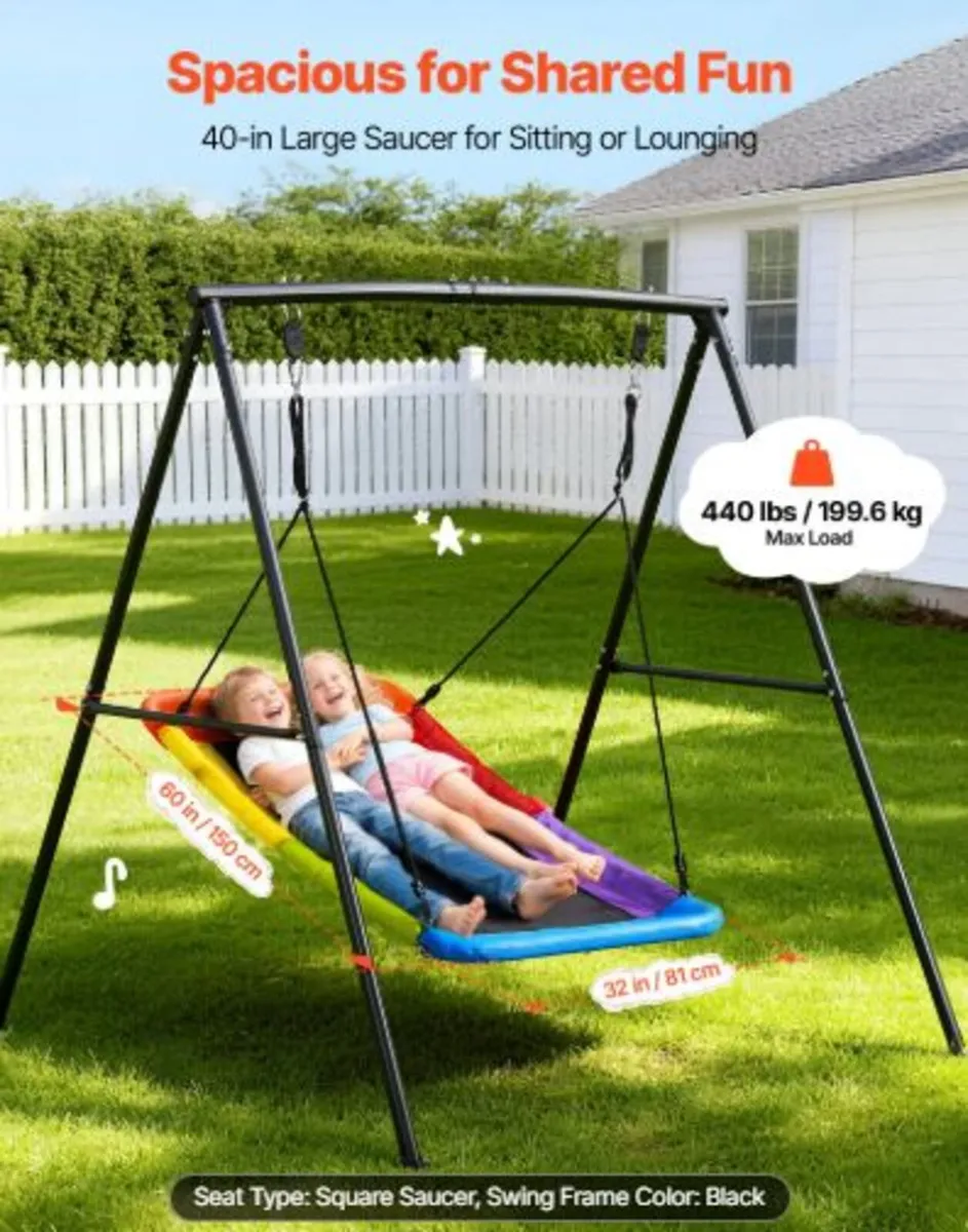 Swing Set for Backyard, 150 x 81 cm Swing Seat - Image 3