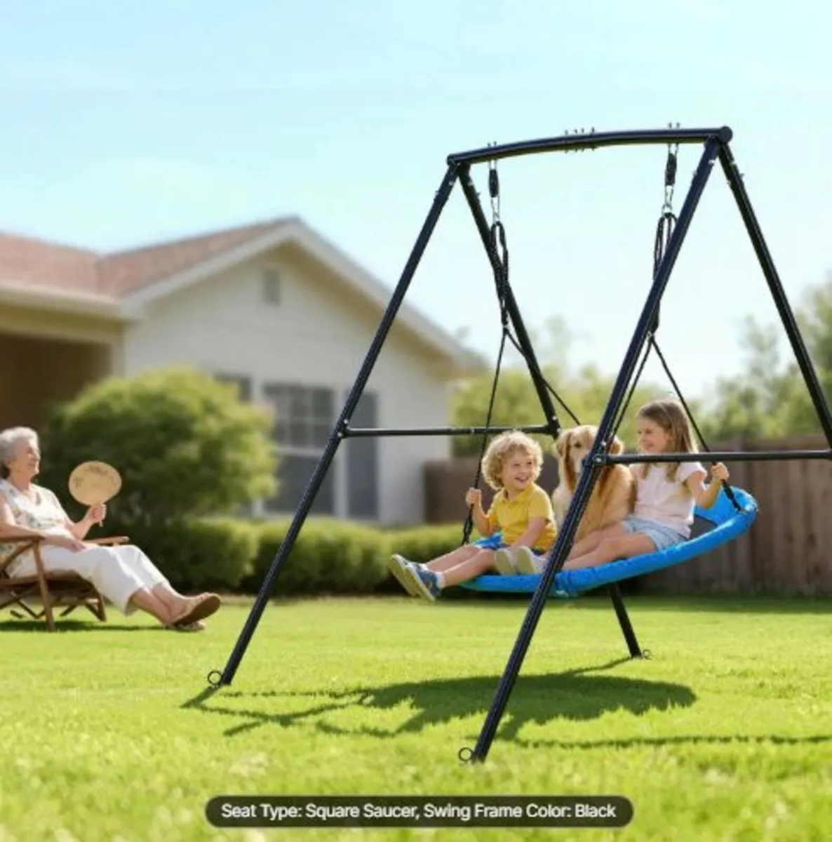 Swing Set for Backyard, 150 x 81 cm Swing Seat - Image 4