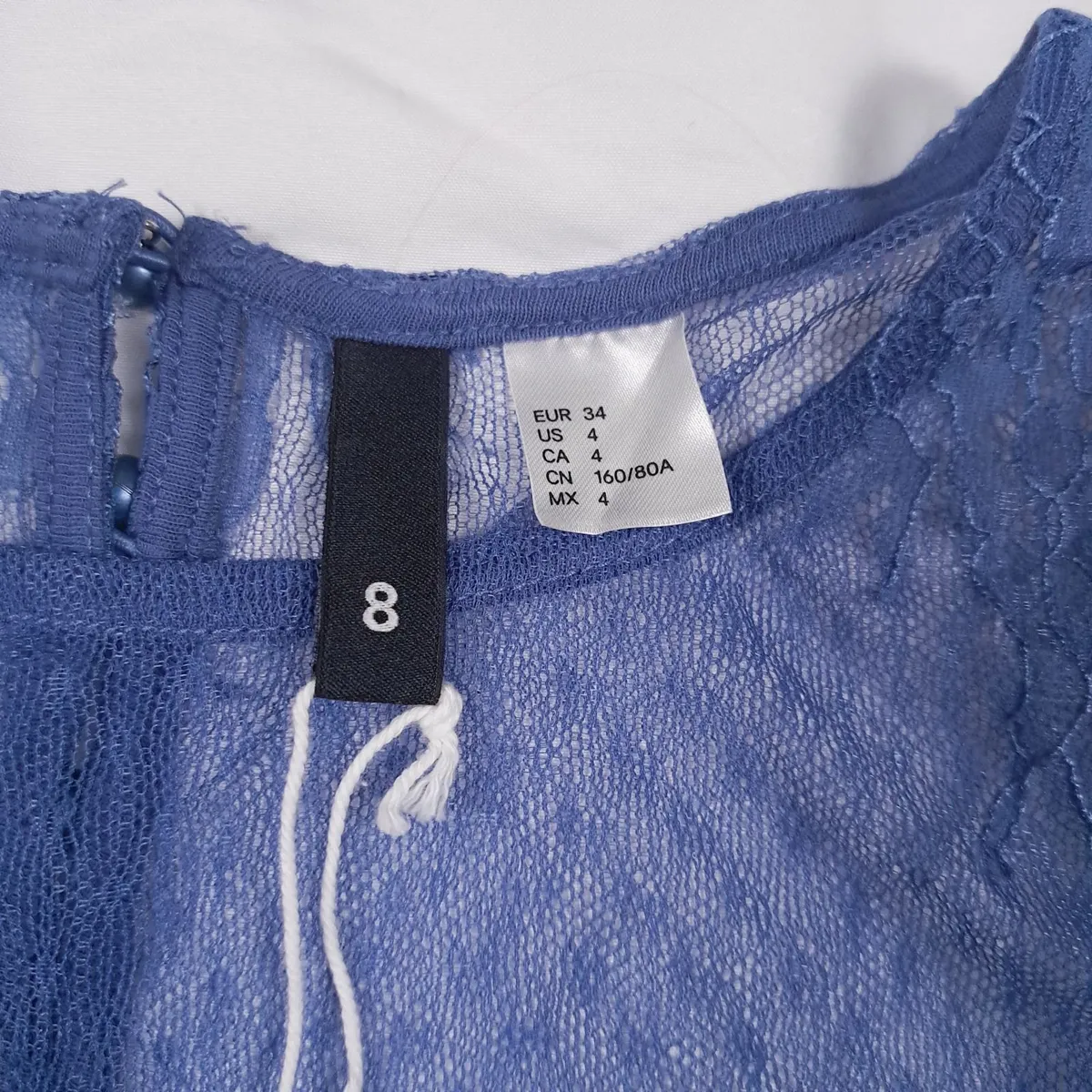 H&M Blue Sheer Lace Blouse 8UK/36EU - Image 4