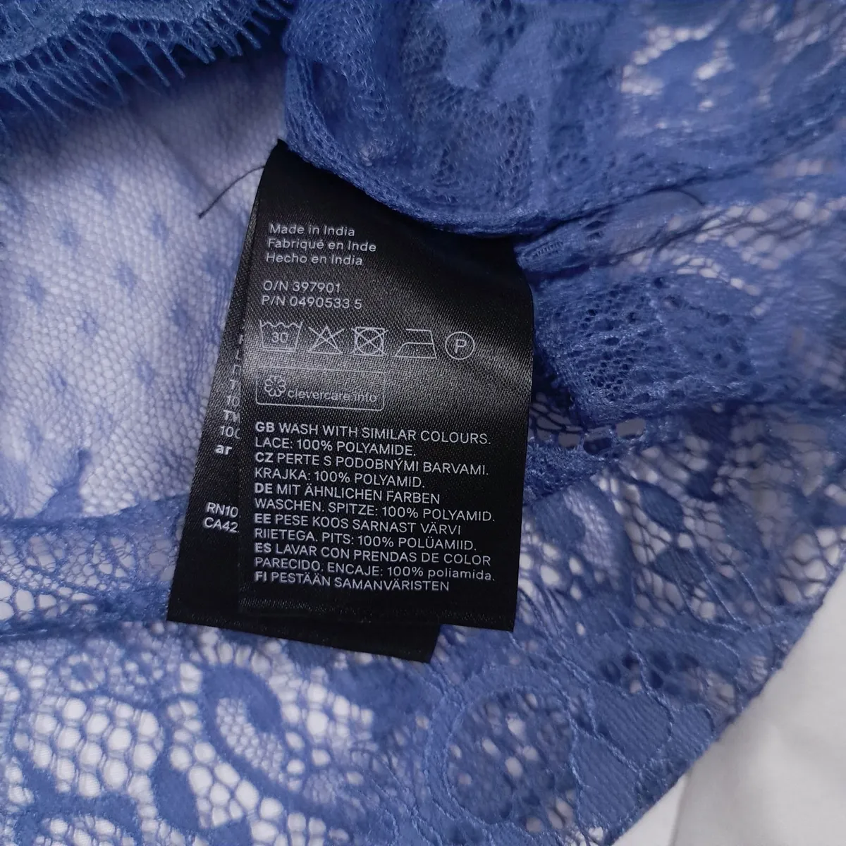 H&M Blue Sheer Lace Blouse 8UK/36EU - Image 2