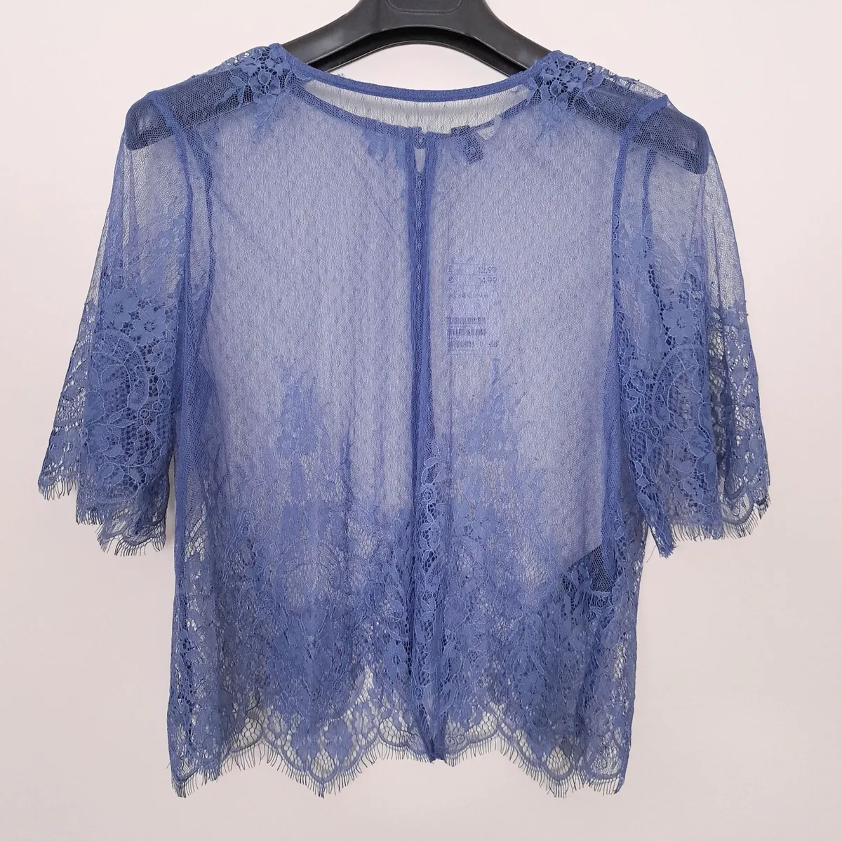 H&M Blue Sheer Lace Blouse 8UK/36EU - Image 1