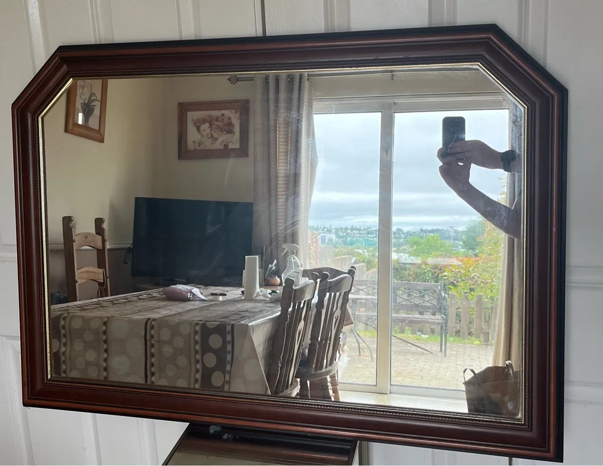 Large Wooden Wall Mirror 105x75cm- Excellent - Image 4