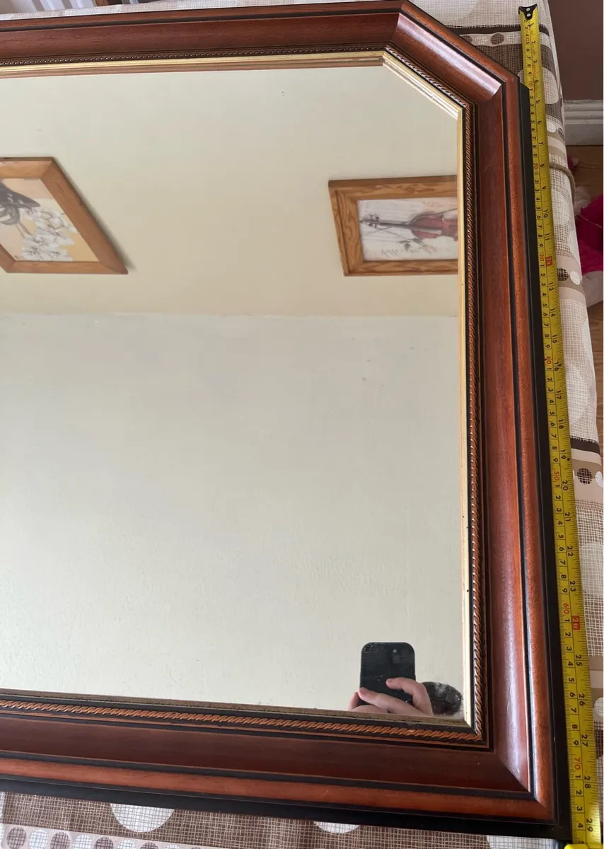 Large Wooden Wall Mirror 105x75cm- Excellent - Image 2