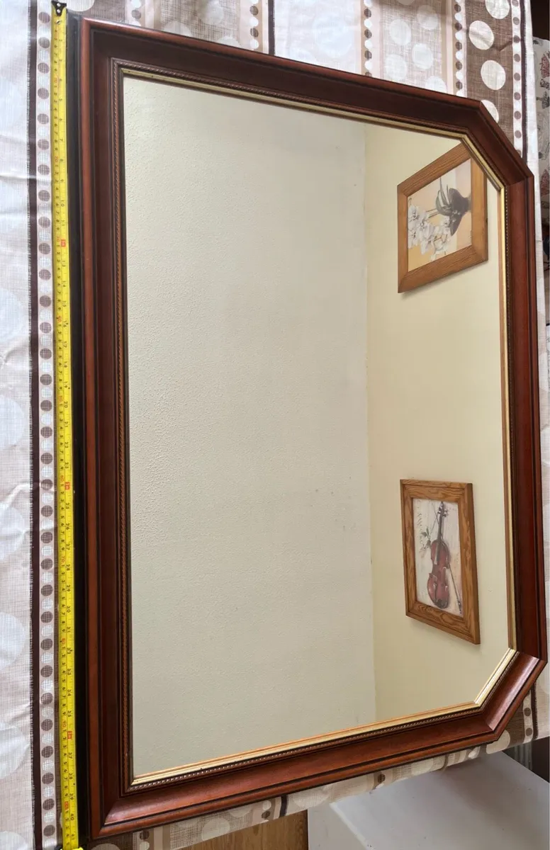 Large Wooden Wall Mirror 105x75cm- Excellent - Image 3