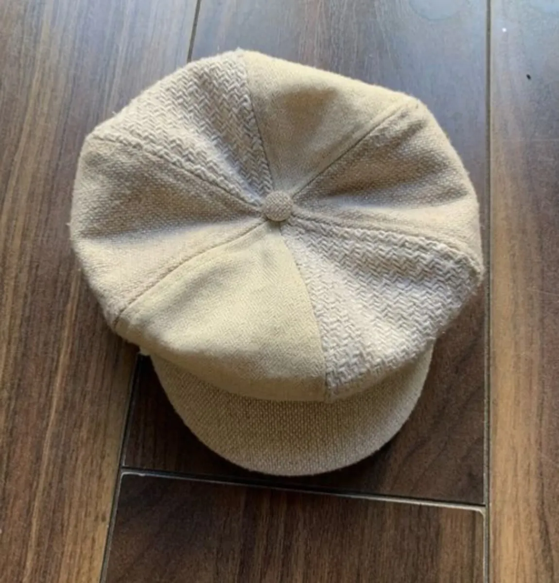 Beige cotton-linen baker baby cap: 1-3yrs - Image 3