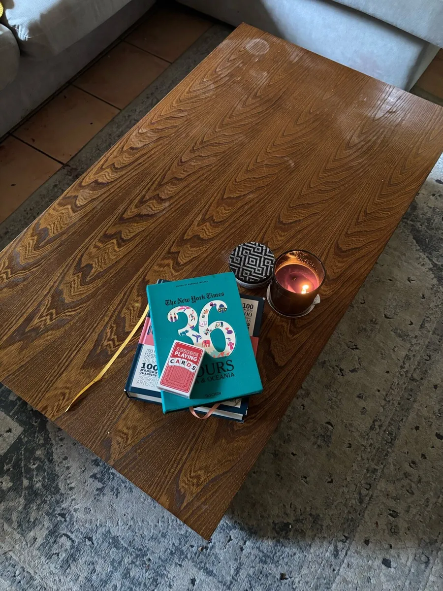 Craft Dark Real Beech Wood Coffee Table with Rug - Image 2
