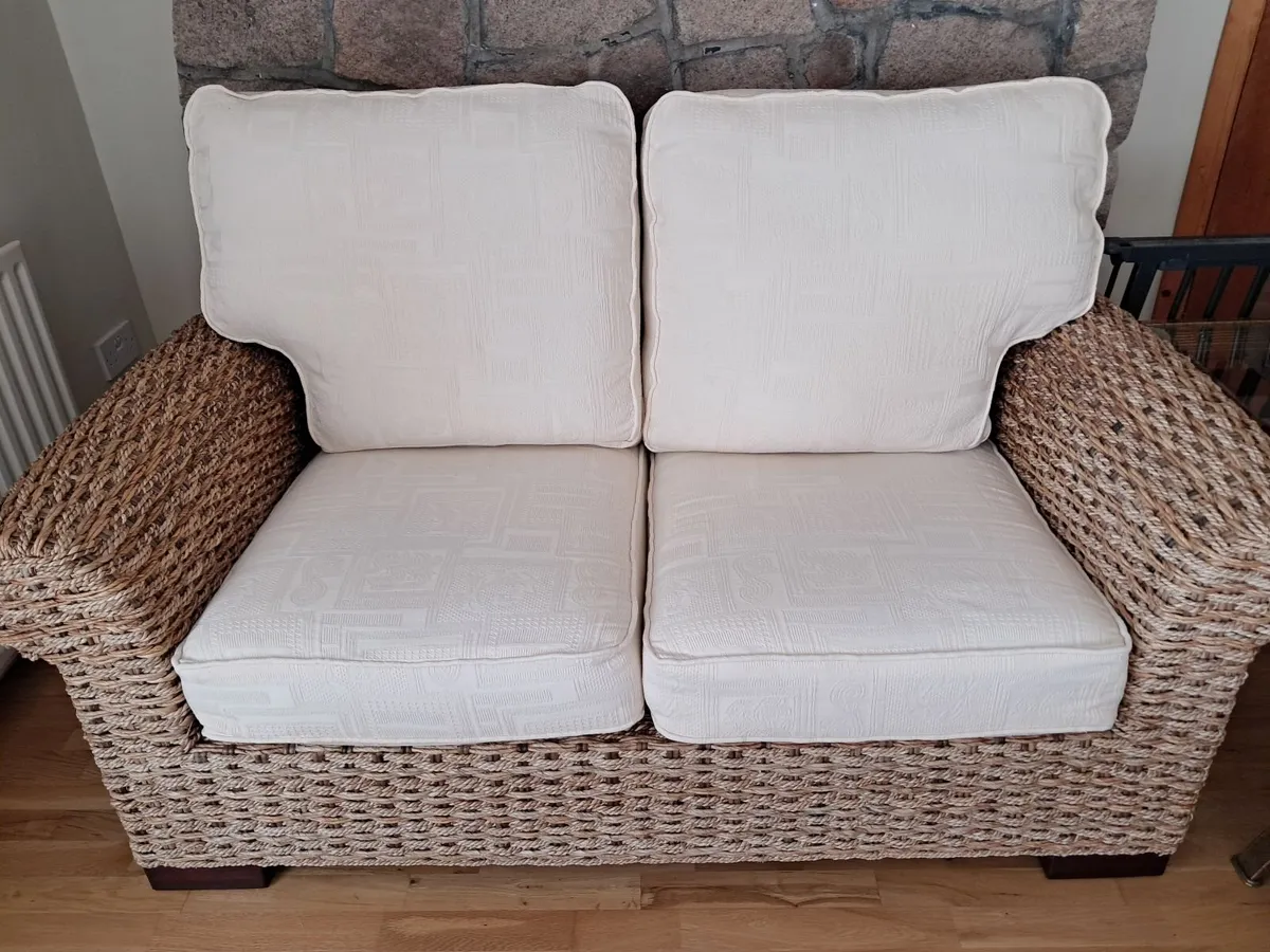 3 Piece Cane Upholstered Suite - Image 2