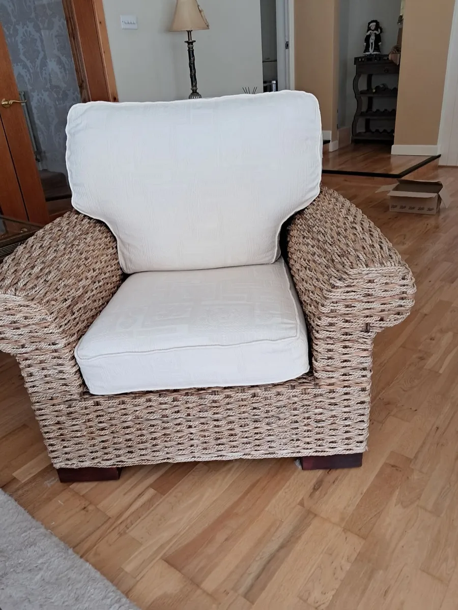 3 Piece Cane Upholstered Suite - Image 4