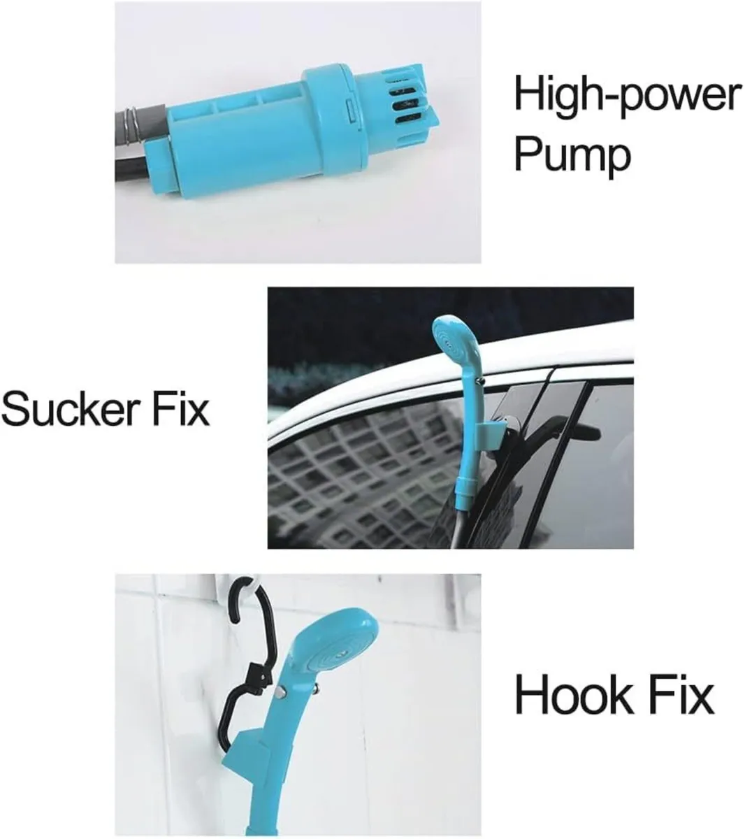 Outdoor Handheld Camping Shower,12V with Bucket - Image 3
