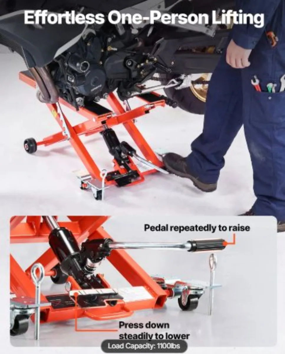 Hydraulic Motorcycle Lift Jack, 499 kg Capacity, - Image 3