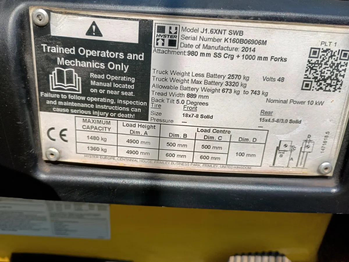 [03] Hyster J1.6XNT Forklift (Cork Depot) - Image 2