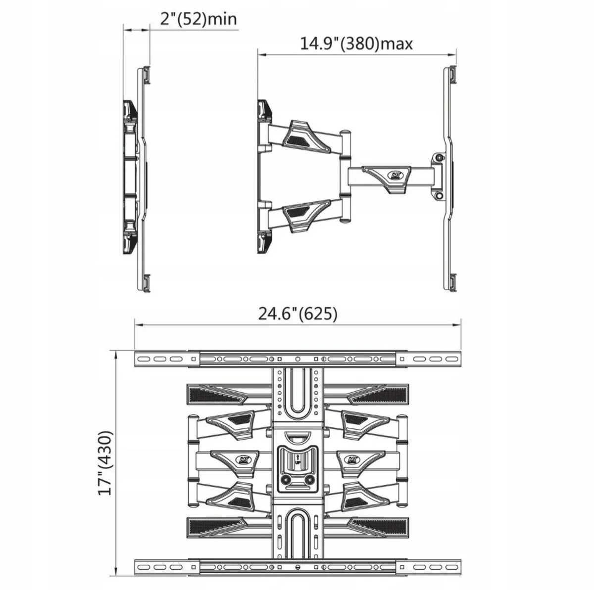 TV Bracket Wall Mount Tilt Swivel 45-75" - Image 3