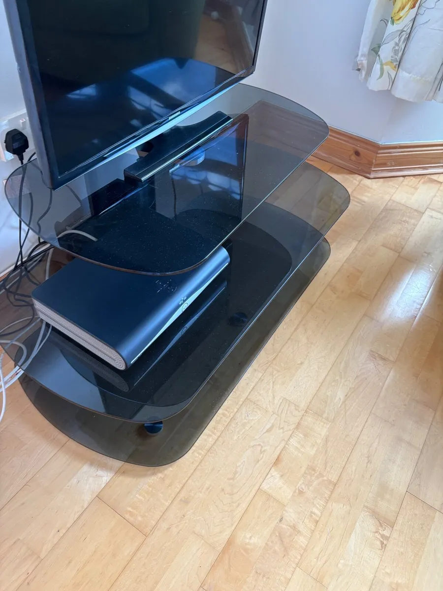 Smokey black glass tv stand - Image 2