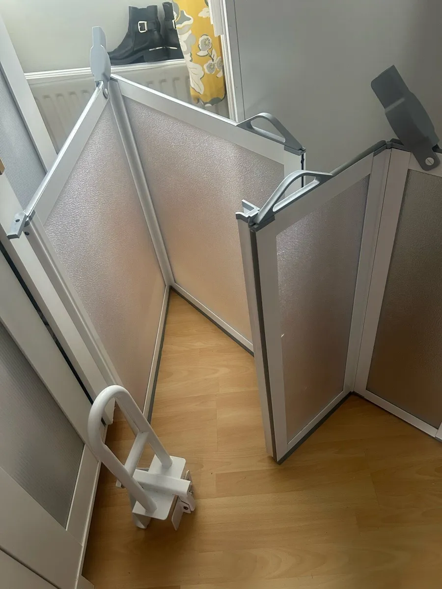 Folding shower screen, and safety grab bar - Image 1