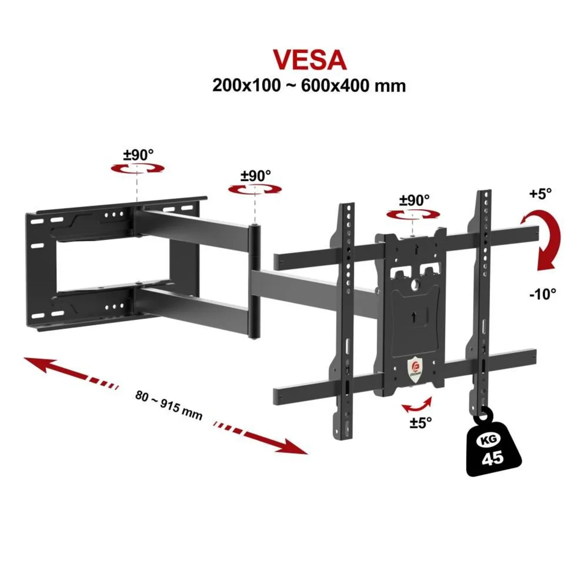 Tv Wall Mount Bracket Tilt Swivel Long Arm 32-70" - Image 2