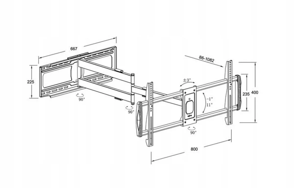 Tv Wall Mount Bracket Tilt Swivel Long Arm 43-95" - Image 2