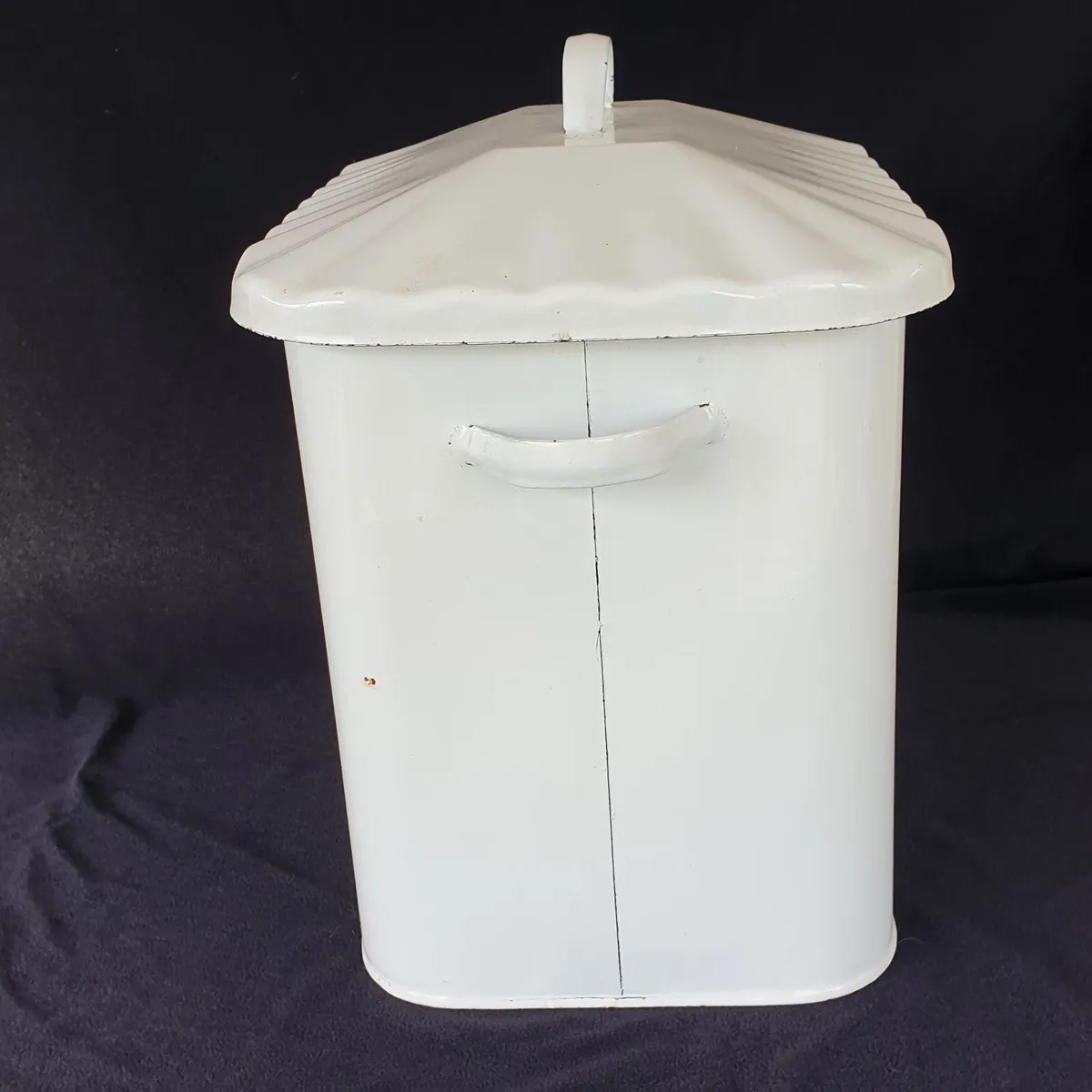 Bread bin white enamel vintage farmhouse - Image 2