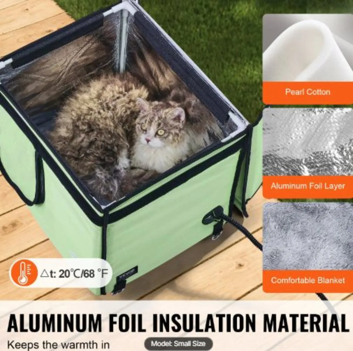 Elevated Heated Cat House, Cuboid Kitty Shelter - Image 2