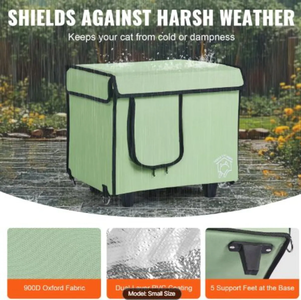 Elevated Heated Cat House, Cuboid Kitty Shelter - Image 3