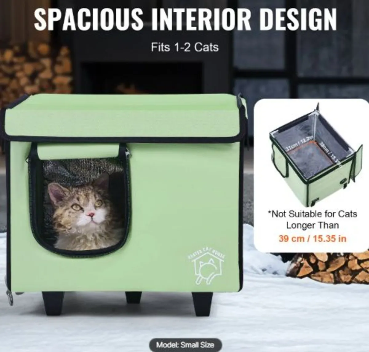 Elevated Heated Cat House, Cuboid Kitty Shelter - Image 4